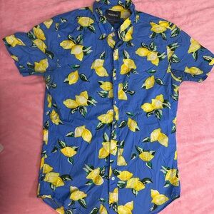 Bonobos Men's Shirt with Lemon Pattern on Blue
